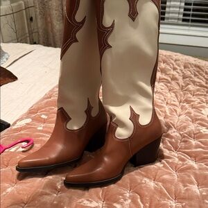Zodiac Western Tan and Cream Heeled Boots
